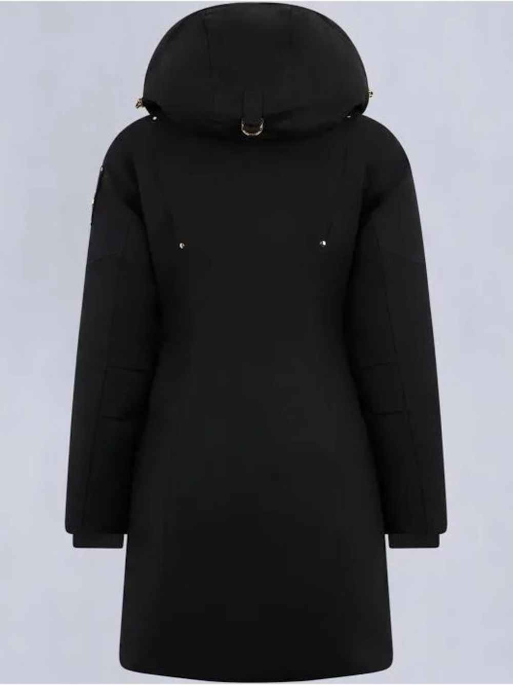 Moose Knuckles Black Hooded Raincoat with Gold Hardware